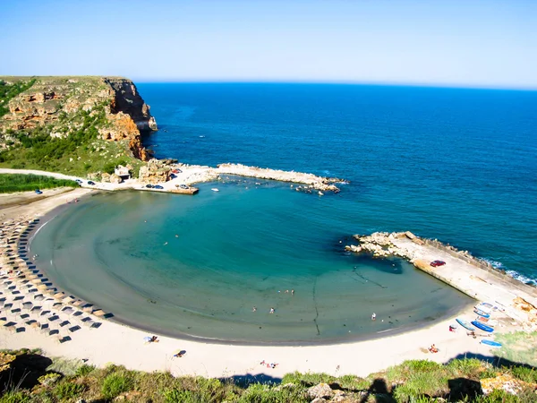 Bolata strand, in de buurt van Kaap Kaliakra, gezien vanaf boven, Bulgarije — Stockfoto