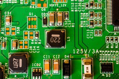 yeşil elektronik devre yakın çekim. Makro arka plan 