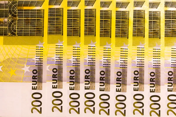 Two hundred euro banknotes background — Stock Photo, Image