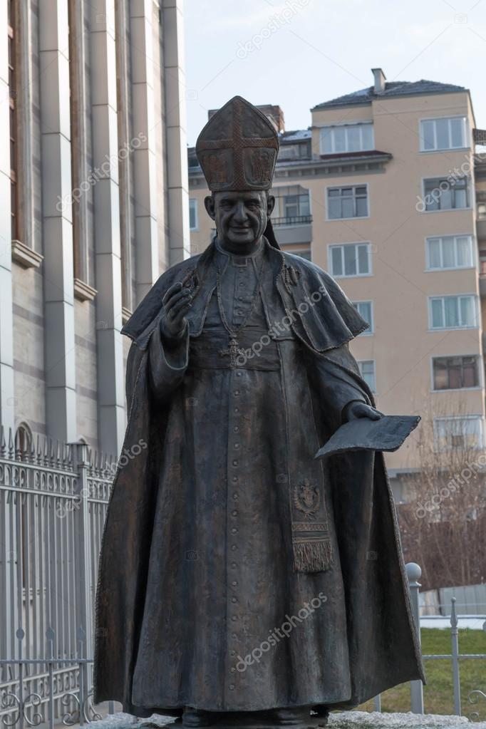  Statue of Pope John XXIII in front the Cathedral of St Joseph ,