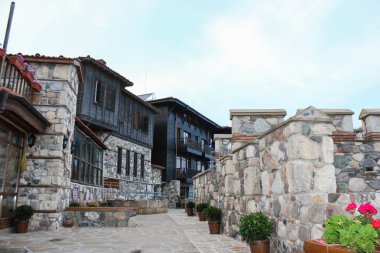Kale duvarında eski kasaba Sozopol, Bulgaristan