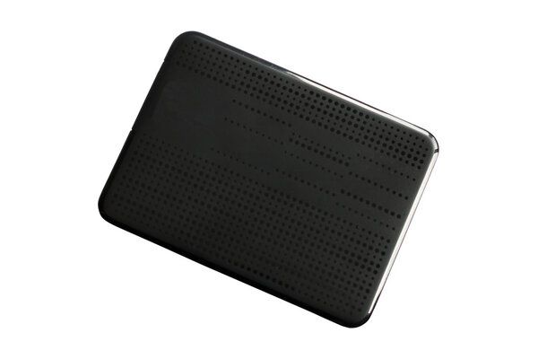 External portable small black hard drive isolated with clipping path