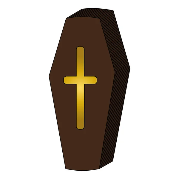 Cercueil Sarcophage Vampire Symbole Religieux Illustration Vectorielle Colorée Crucifixion Fond — Image vectorielle