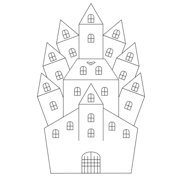 Castle Vagyok Vázlat Drakula Gróf Rezidenciája Vektor Illusztráció Festőkönyv Gyerekeknek — Stock Vector