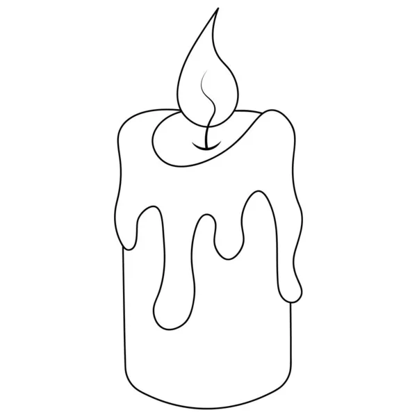 Candle Sketch Magic Attribute Vector Illustration Coloring Book Children Outline — Stock Vector