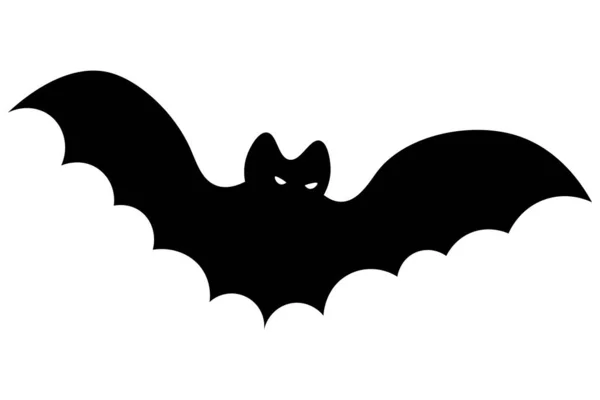 Bat Silhouette Halloween Symbol Glowing Eyes Vector Illustration Vampire Animal — Stock Vector