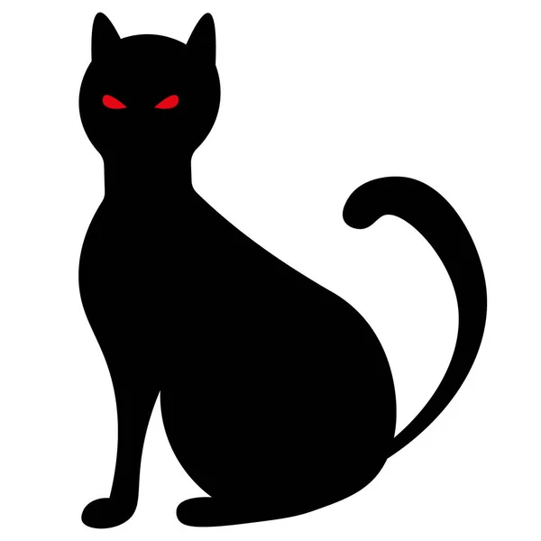 Gatto Silhouette Animaletto Della Strega Colore Nero Illustrazione Vettoriale Simbolo — Vettoriale Stock