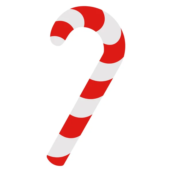 Kırmızı-beyaz şeker. Çizgili lolipop. Renkli vektör çizimi. İzole edilmiş arka plan. Şeker kamışı şeklinde bir şeker kamışı. Noel zamanı. Yeni yıl. Çocuklar için tatlı. Düz stil. Kutlama baskısı. Web tasarımı için fikir.