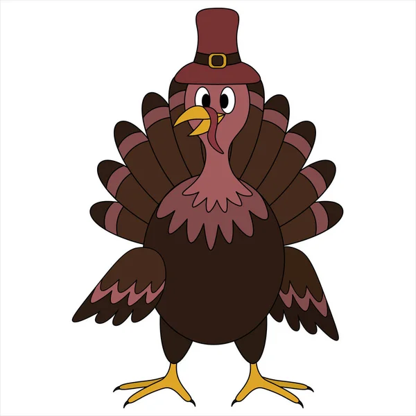 Homemade Turkey Bird Hat Colored Vector Illustration Isolated Background Cartoon — Stock Vector