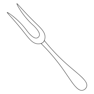 Çatal doğrama. Robot resim. Çatal bıçak takımı bir kol ve iki çataldan oluşur. Et, kümes hayvanı ve balık kesmek ve servis etmek için bir araç. Vektör çizimi. İzole edilmiş beyaz bir arkaplanda özet geç. Doodle tarzı. Özel aşçı aletleri. Web tasarımı.