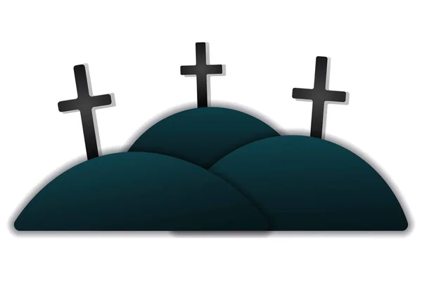 Crosses Memorial Memory Silhouettes Vector Illustration Isolated White Background Cutout — Stock Vector