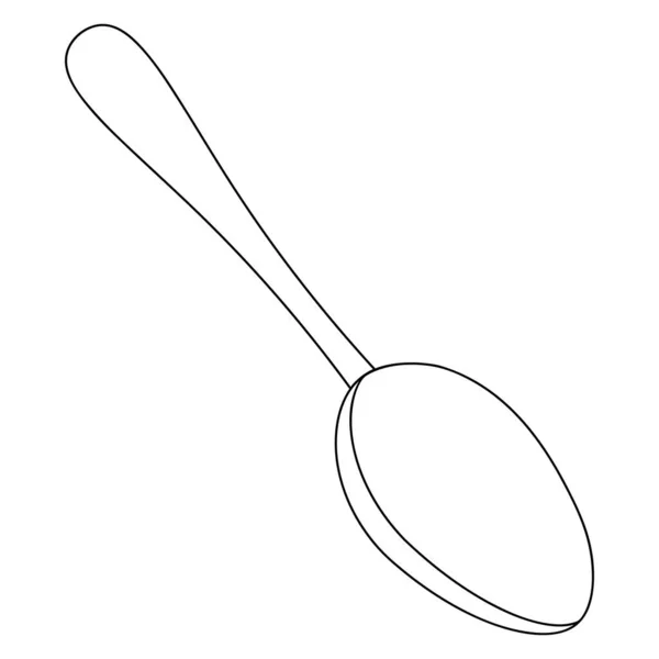 Food Spoon Cutlery Consists Handle Ladle Vector Illustration Outline Isolated — Stock Vector