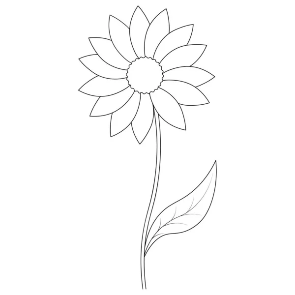 Цветок Скетч Векторная Иллюстрация Контур Изолированном Белом Фоне Стиле Дудла — стоковый вектор