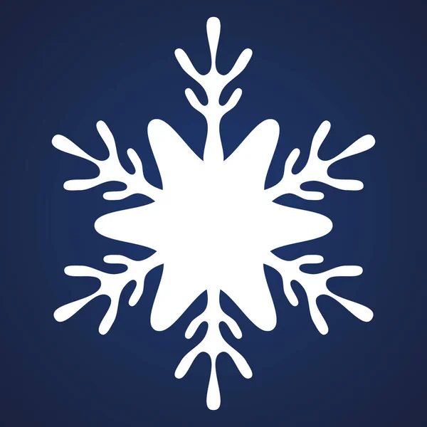 Floco Neve Ornamento Festivo Ilustração Vetorial Fundo Azul Isolado Estilo —  Vetores de Stock