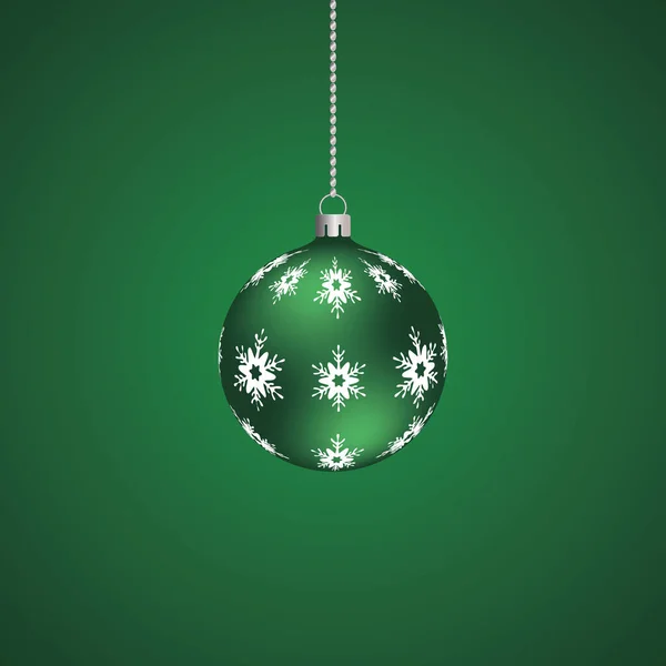 Juguete Árbol Navidad Bola Vidrio Verde Adorno Copos Nieve Blancos — Vector de stock