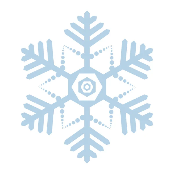 Снежинка Праздничное Украшение Векторная Иллюстрация Изолированный Белый Фон Плоский Стиль — стоковый вектор
