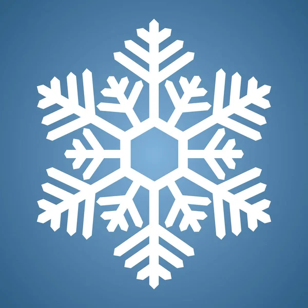 Снежинка Праздничное Украшение Векторная Иллюстрация Изолированный Синий Фон Плоский Стиль — стоковый вектор