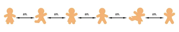 Distância Social Silhuetas Pessoas Com Uma Flecha Entre Eles Distância — Vetor de Stock
