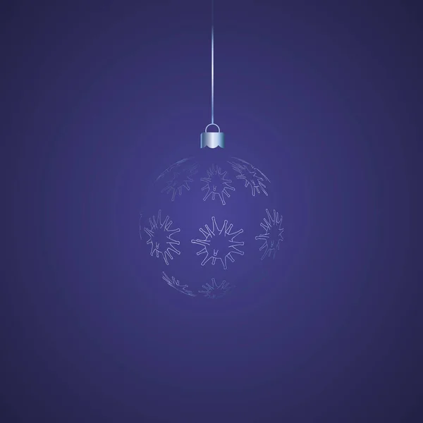 Juguete Árbol Navidad Bola Transparente Coronavirus Adorno Azul Virus Ilustración — Vector de stock
