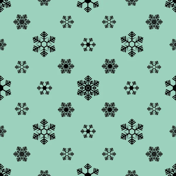 Copos Nieve Silueta Repetir Patrón Vectorial Fondo Verde Aislado Adorno — Archivo Imágenes Vectoriales