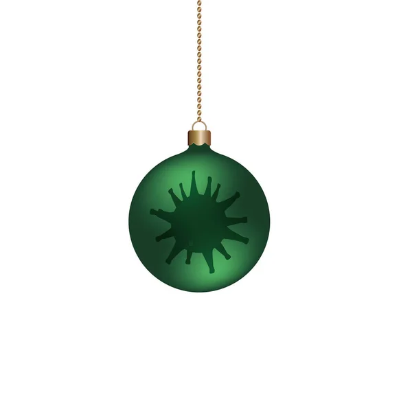 Juguete Árbol Navidad Bola Vidrio Coronavirus Ilustración Vectorial Coloreada Fondo — Vector de stock