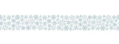 Snowflakes. Seamless horizontal border. Repeating vector pattern. Isolated colorless background. Endless holiday ornament. Delicate crystal background. Idea for web design, cover, printing. Frostwork. Frozen star. Happy new year and merry christmas.  clipart