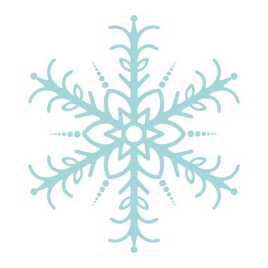 Kar taneleri. Şenlik süsü. Vektör çizimi. İzole edilmiş beyaz arka plan. Düz stil. Karmaşık şekilli kırılgan bir kristal. Frostwork. Kar taneleri. Donmuş yıldız. Kutup simgesi. Mutlu yıllar ve mutlu noeller. Web tasarımı için fikir, etiket.