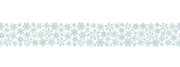 Snowflakes Seamless Horizontal Border Repeating Vector Pattern Isolated Colorless Background — Stock Vector