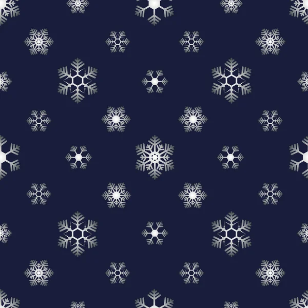 Copos Nieve Repetir Patrón Vectorial Fondo Azul Aislado Adorno Festivo — Vector de stock