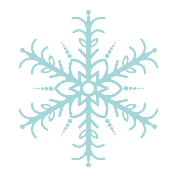 Flocon Neige Ornement Festif Illustration Vectorielle Fond Blanc Isolé Style — Image vectorielle