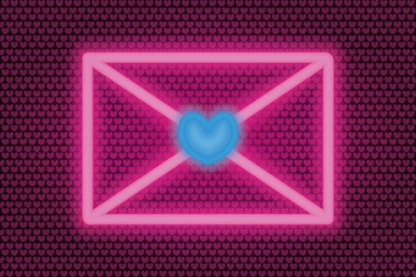 Liefdesbrief Neon Gloed Vector Illustratie Geïsoleerde Achtergrond Met Een Ornament — Stockvector