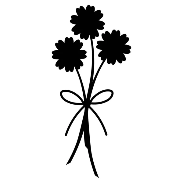 Heřmánky Silueta Kytice Květin Barevná Vektorová Ilustrace Izolované Pozadí Astra — Stockový vektor