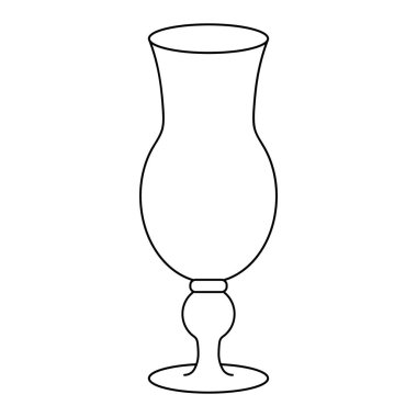 Kasırga kokteyl camı. Robot resim. Bomboş. Vektör çizimi. Alkollü bir içki için bir bardak. Serinletici bir kokteyl ve hafif aperatif için kristal kap. İzole edilmiş beyaz bir arkaplanda özet geç. Doodle tarzı. Alkol için bir bardak. Şarap kadehi..