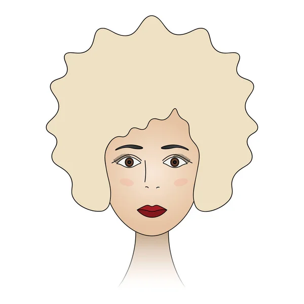 Visage Dame Blonde Aux Yeux Marron Tête Femme Pleine Visage — Image vectorielle