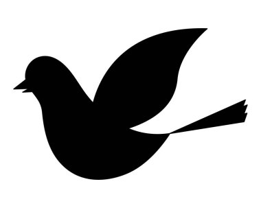 Güvercin. Siluet. Kuş kanatlarını çırpar. Güvercin barışın sembolüdür. Vektör çizimi. Kuş gökyüzüne doğru uçar. İzole edilmiş beyaz bir arkaplanda özet geç. Web tasarımı için fikir, davetiyeler, kartpostallar, dövme.