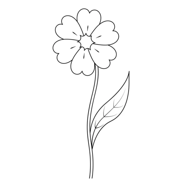 Цветок Скетч Цветущий Бутон Цветущее Растение Векторная Иллюстрация Лист Стебле — стоковый вектор
