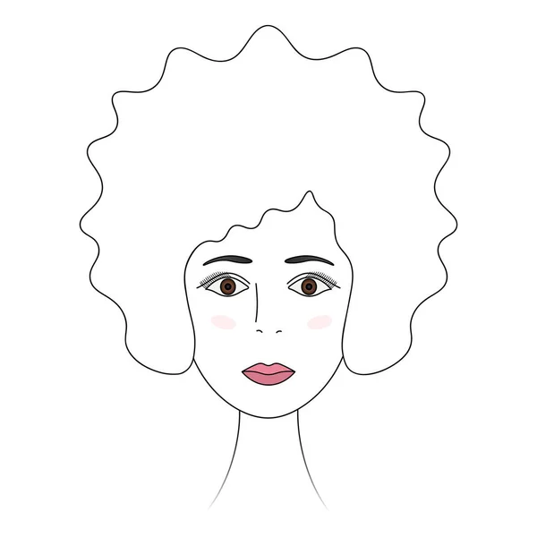 Les Femmes Font Face Yeux Marron Tête Pleine Fille Illustration — Image vectorielle