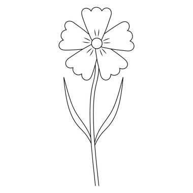 Çiçek. Yabani çiçek. Robot resim. Vektör çizimi. Çocuklar için boyama kitabı. Hassas bir bitki. İzole edilmiş beyaz bir arkaplanda özet geç. Siyah beyaz çizim. Web tasarımı, davetiyeler, kartpostallar için fikir.