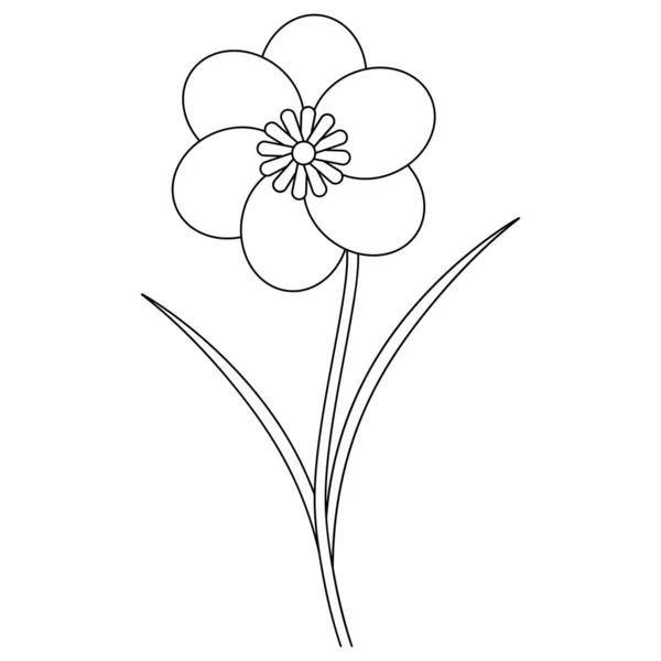 Květina Skica Kvetoucí Poupě Kvetoucí Rostlina Vektorová Ilustrace Listy Stonku — Stockový vektor