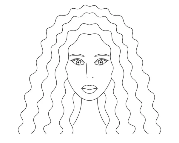 Femme Afro Américaine Croquis Tête Pleine Illustration Vectorielle Visage Fille — Image vectorielle