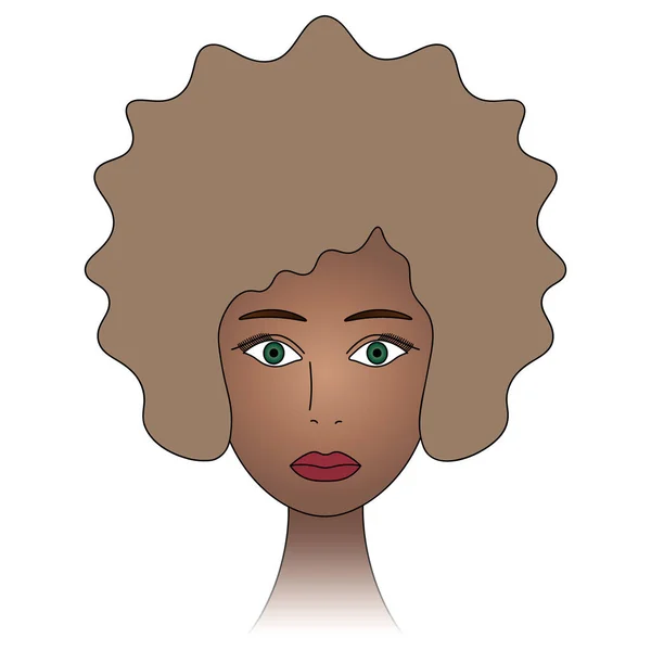 Donna Afroamericana Dagli Occhi Verdi Faccia Della Ragazza Testa Donna — Vettoriale Stock