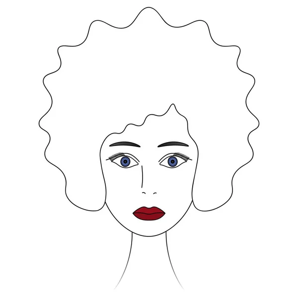 Visage Dame Femme Afro Américaine Croquis Tête Une Fille Aux — Image vectorielle