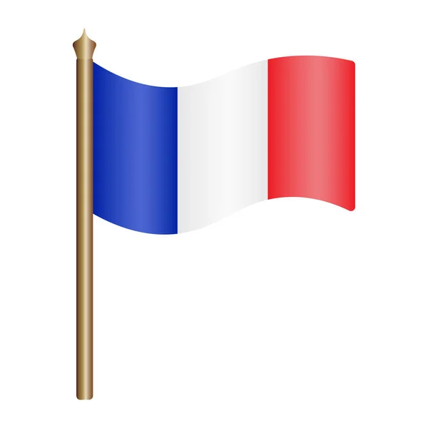 フランスの国旗 トリコロール生地の布 国家の象徴は風によって発達する カラーベクトルイラスト 隔離された白い背景 政治的な話題だ フラットスタイル ウェブデザイン ステッカー 教育文学のアイデア — ストックベクタ