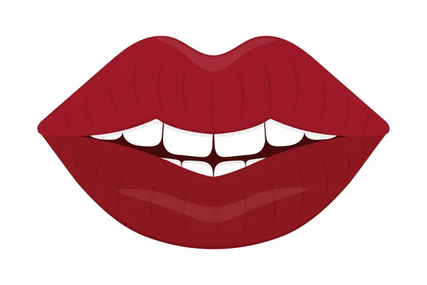 Χαμογέλα Στα Χείλη Γοητευτικό Στόμα Χρωματιστή Διανυσματική Απεικόνιση Επίπεδο Στυλ — Διανυσματικό Αρχείο
