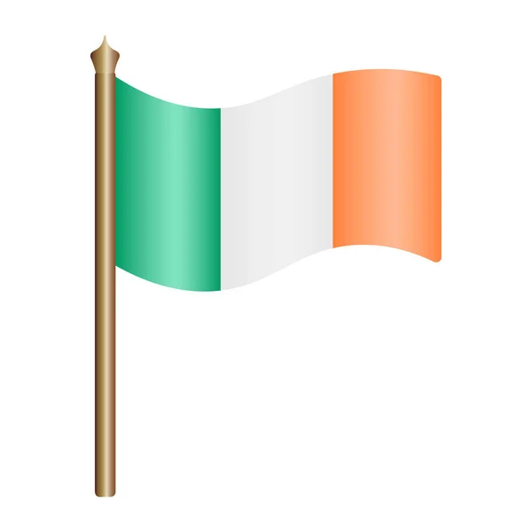 Irlands Flagga Trefärgad Tygduk Statens Nationalsymbol Utvecklas Vinden Färgad Vektor — Stock vektor