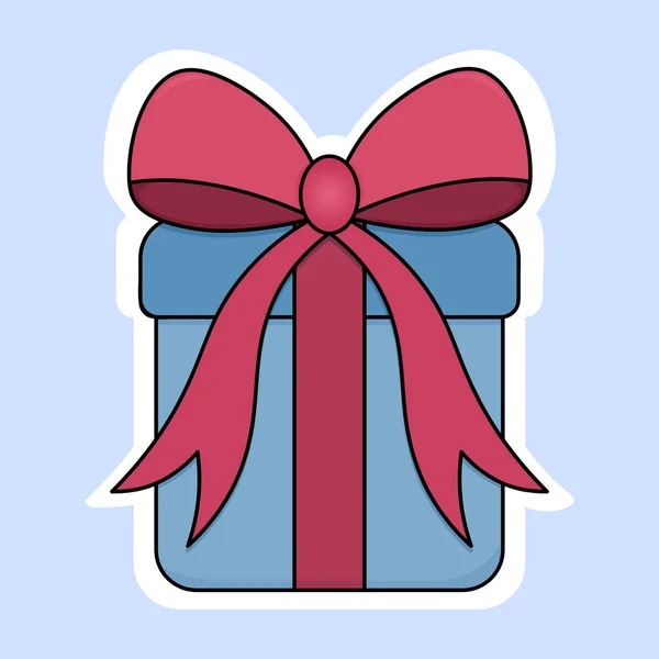 Gift Box Sticker White Backing Surprise Box Tied Bow Colored — Vetor de Stock