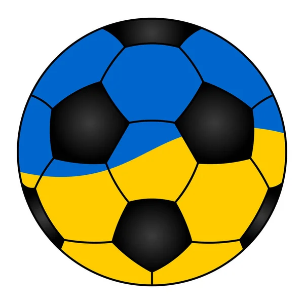 Futbol topu. Spor malzemeleri Ukrayna bayrağının renklerine boyanmıştır. Renkli vektör çizimi. İzole edilmiş beyaz arka plan. Çizgi film tarzı. Spor sahasında oynamak için bir oyuncak. Web tasarımı için fikir.