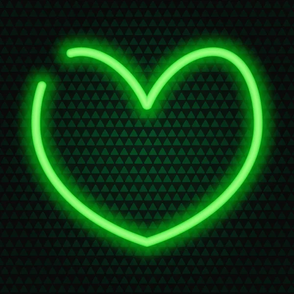 Een Hart Neon Gloed Gekleurde Vectorillustratie Geïsoleerde Achtergrond Van Groene — Stockvector