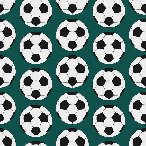 Pelota Fútbol Patrón Vector Sin Fisuras Fondo Verde Aislado Estilo — Vector de stock