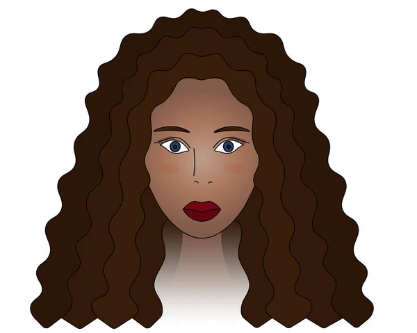 Une Afro Américaine Tête Une Femme Aux Yeux Bleus Illustration — Image vectorielle